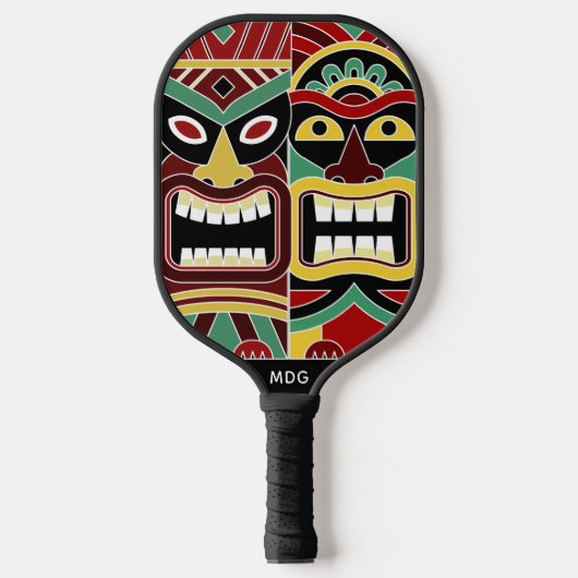 Cool Tiki Totem aangepast monogram Pickleball Paddle (Voorkant)