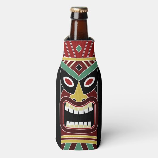 Cool Tiki Totem aangepaste naam flessenkoeler Flesjeskoeler (Fles Voorkant)