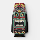 Cool Tiki Totem aangepaste naam flessenkoeler Flesjeskoeler (Voorkant)