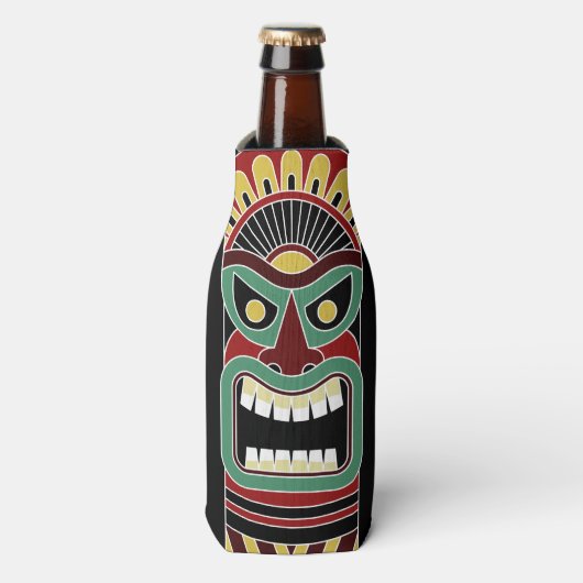 Cool Tiki Totem aangepaste naam flessenkoeler Flesjeskoeler (Fles Voorkant)