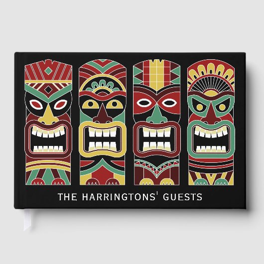 Cool Tiki Totems aangepaste naam en tekst Gastenboek (Voorkant)