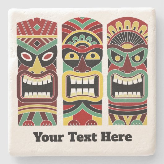 Cool Tiki Totems aangepaste onderzetters voor teks (Voorkant)