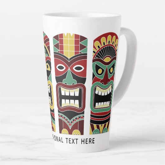 Cool Tiki Totems aangepaste tekst Latte mok (Rechterhoek)
