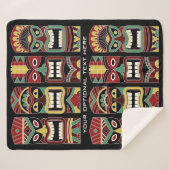 Cool Tiki Totems aangepaste tekstdekens Sherpa Deken (Voorkant (horizontaal))