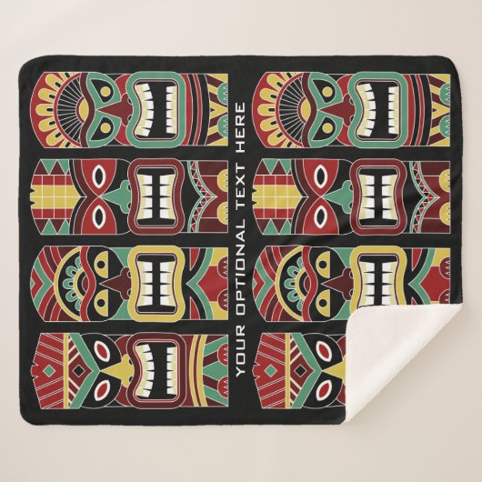 Cool Tiki Totems aangepaste tekstdekens Sherpa Deken (Voorkant (horizontaal))