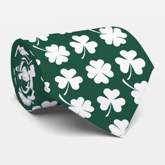 Cool tiled four leaf clovers shamrocks pattern  stropdas (Opgerold)