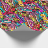 Cool tiled pattern comic graffiti teen  cadeaupapier (Hoek)