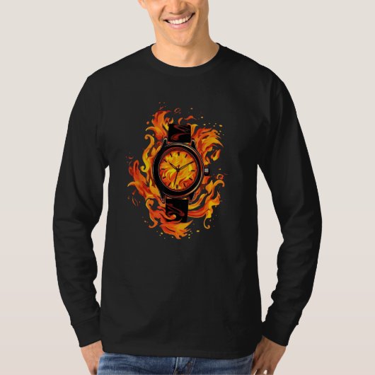Cool Timepiece with Fire and Flames T-shirt (Voorkant)