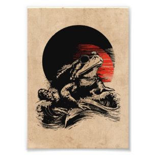 Cool Toad Wabi Sabi Art japanse kikker Foto Afdruk