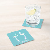 Cool Together Flamingo Paar Papier Onderzetter (Insitu)