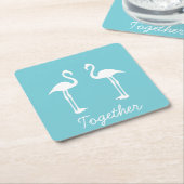 Cool Together Flamingo Paar Papier Onderzetter (Schuin)