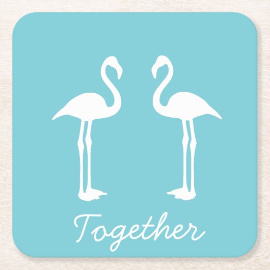 Cool Together Flamingo Paar Papier Onderzetter (Voorkant)