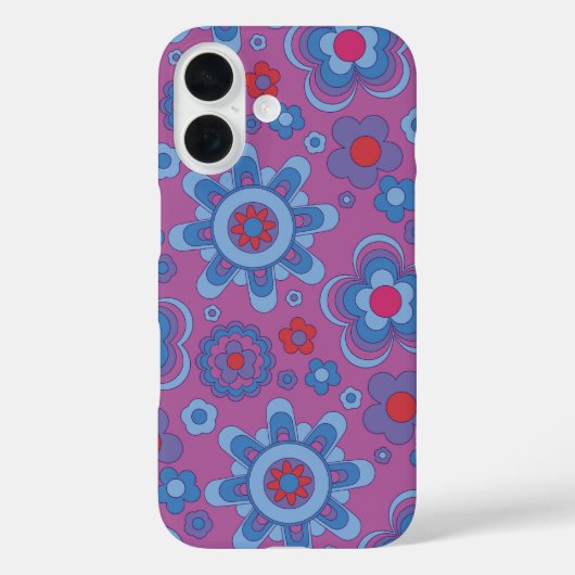Cool-Toned Retro Flower Power Case-Mate iPhone Case (Achterkant)