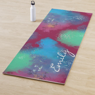 Cool Tones Abstract Oil Paint Gradient Leggings Yogamat