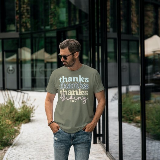 Cool Tones Thanksgiving Retro Typografie T-shirt