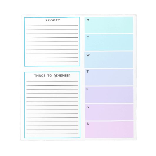 Cool Tones Weekly Planning Notitieblok (Voorkant)