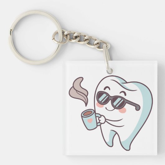 Cool Tooth Cartoon Acryl Sleutelhanger (Voorkant)