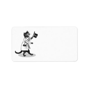 Cool Top Hat Cat Etsen Adresetiketten Etiket