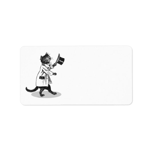 Cool Top Hat Cat Etsen Adresetiketten Etiket (Voorkant)