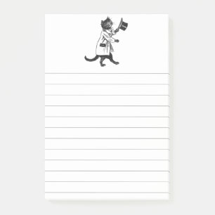 Cool Top Hat Cat Lined Sticky Post-it® Notes