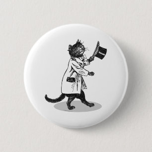 Cool Top Hat Cat Ronde Button 5,7 Cm