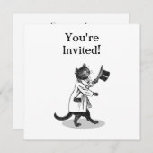 Cool Top Hoed Cat Aangepaste Uitnodiging Sjabloon (Voorkant / Achterkant)