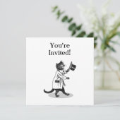 Cool Top Hoed Cat Aangepaste Uitnodiging Sjabloon (Staand voorkant)