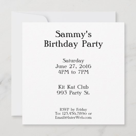 Cool Top Hoed Cat Aangepaste Uitnodiging Sjabloon (Achterkant)