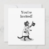 Cool Top Hoed Cat Aangepaste Uitnodiging Sjabloon (Voorkant)