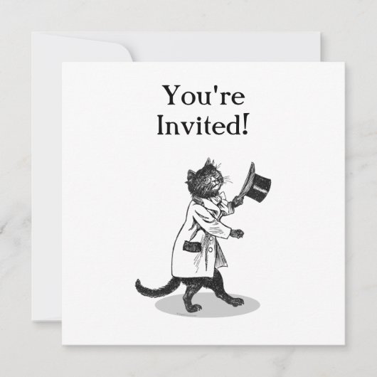 Cool Top Hoed Cat Aangepaste Uitnodiging Sjabloon (Voorkant)