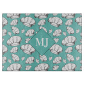 Cool Toque Blanche Chef Petten Patroonmonogram Snijplank (Voorkant)