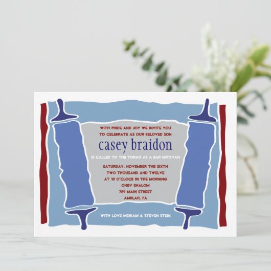 COOL TORAH ThreadBar Bat Mitzvah Uitnodiging (Staand voorkant)