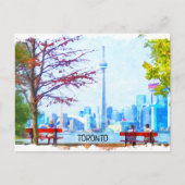 Cool Toronto Ontario Panorama Cityscape Waterverf Briefkaart (Voorkant)