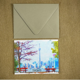 Cool Toronto Ontario Panorama Cityscape Waterverf Briefkaart