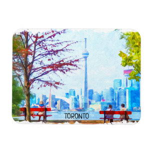 Cool Toronto Ontario Panorama Cityscape Waterverf Magneet
