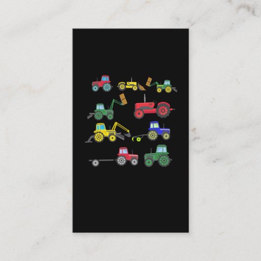 Cool Tractor Farmer Boy Excavator Vehicles Farming Visitekaartje (Voorkant)