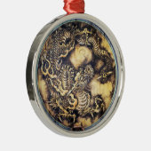 Cool Traditionele japanese orientale drakenhoutkun Metalen Ornament (Rechts)