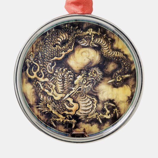 Cool Traditionele japanese orientale drakenhoutkun Metalen Ornament (Voorkant)