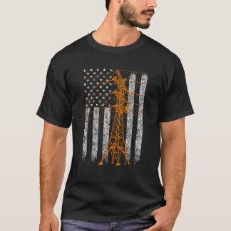 Cool Transmission Tower Amerikaanse Vlag Lineman T T-shirt