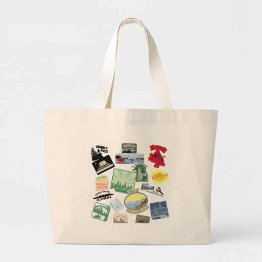 Cool Travel Collage Artsy Tourist Design Grote Tote Bag (Voorkant)