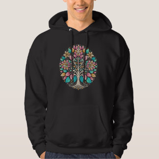 Cool Tree of Life Symbool in Floral Art Style Mann Hoodie