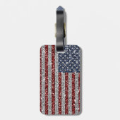 Cool trendy America flag shining faux glitter Bagagelabel (Achterkant verticaal)