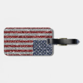 Cool trendy America flag shining faux glitter Bagagelabel (Achterkant horizontaal)