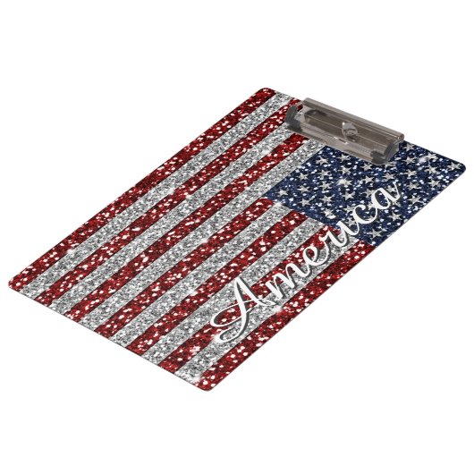 Cool trendy America flag shining faux glitter Klembord (Gekanteld)