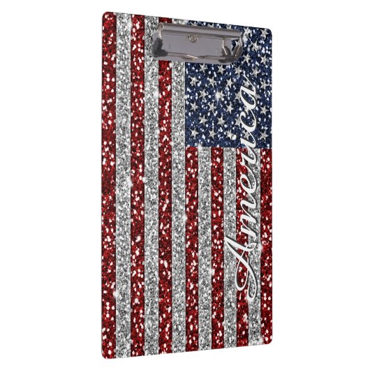 Cool trendy America flag shining faux glitter Klembord (Rechts)