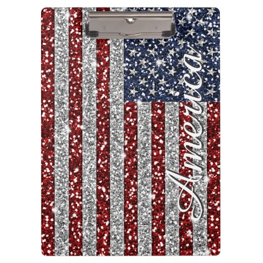 Cool trendy America flag shining faux glitter Klembord (Voorkant)