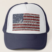 Cool trendy America flag shining faux glitter Trucker Pet (Voorkant)