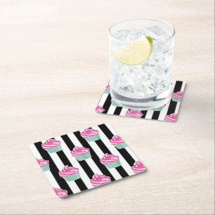 Cool Trendy Black en Wite Kartonnen Onderzetters