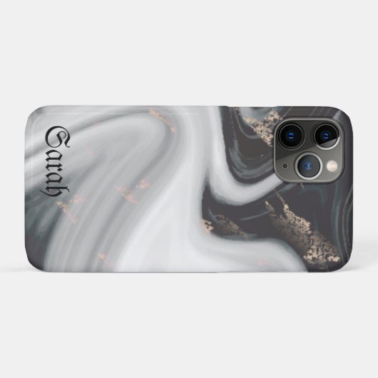Cool Trendy Black Marble Hoesje-Mate iPhone Case (Achterkant (horizontaal))