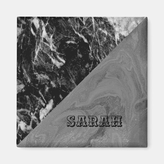 Cool Trendy Black Marble Magneet (Voorkant)